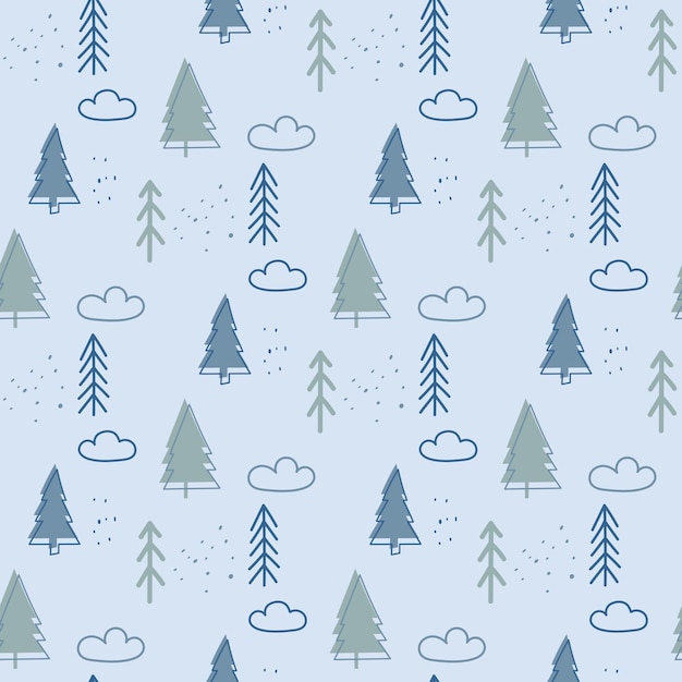 Doodle-wald und wolken