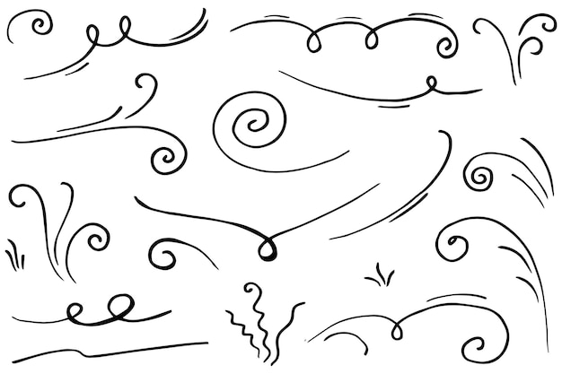 Doodle Wind-Vektor-Illustration im handgezeichneten Stil