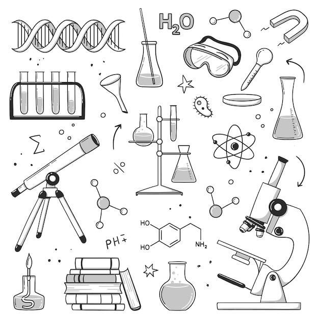 Doodle Wissenschaft Chemie Bildung Schule Handgezeichneter Doodle-Stil Vektor handgezeichneter Linie
