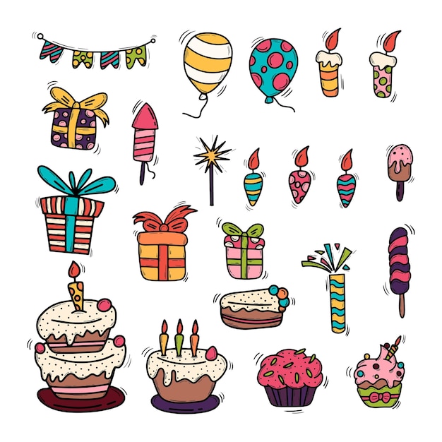 Doodles Geburtstag im Doodle-StilVorlage für das Design von Sommerfestplakaten