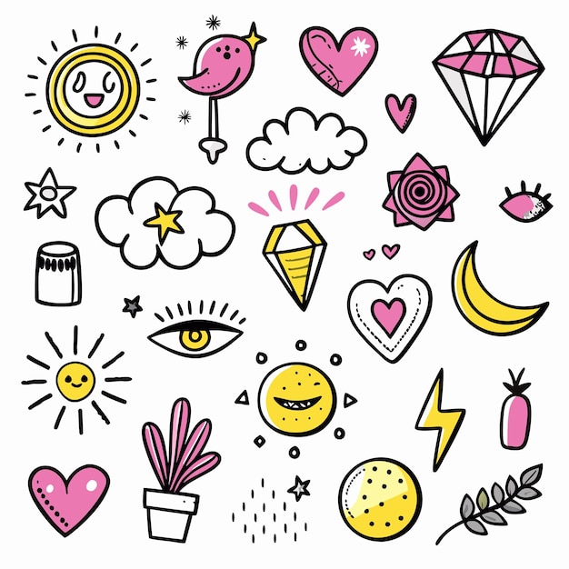 Doodles Pack-Set mit verschiedenen gezeichneten Formen