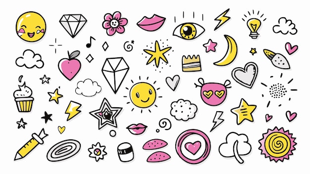 Doodles Pack-Set mit verschiedenen gezeichneten Formen