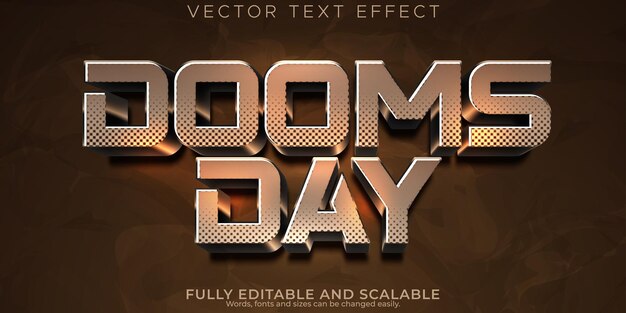 Vektor doom day texteffekt bearbeitbar schrecklich und kriegstextstil