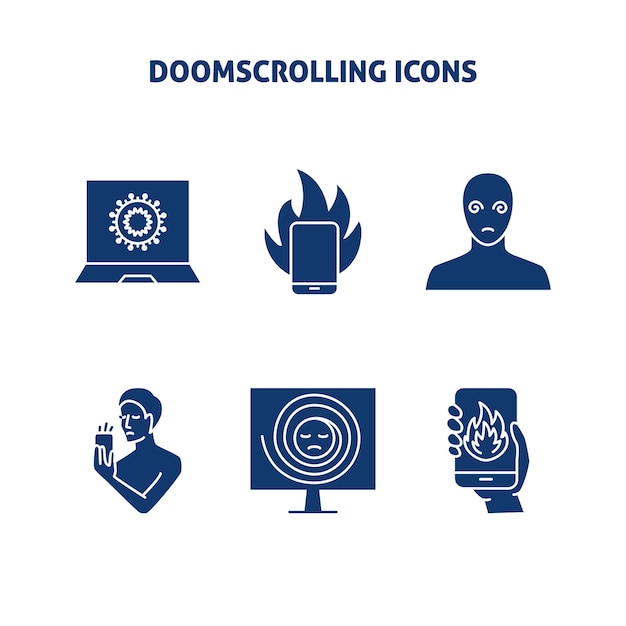 Doom-scrolling-konzept-icon-set