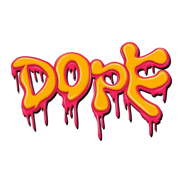 Vektor dope-graffiti-buchstaben typografie kunstillustration