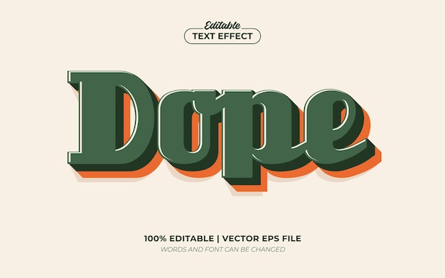 Vektor dope retro-vintage-schriftart mit bearbeitbarem texteffekt