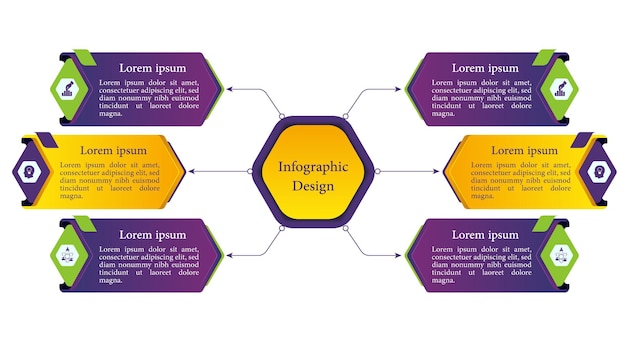 Doppelseitige Infografik mit 6 Elementen