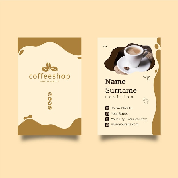 Doppelseitige Visitenkarte des Coffeeshops
