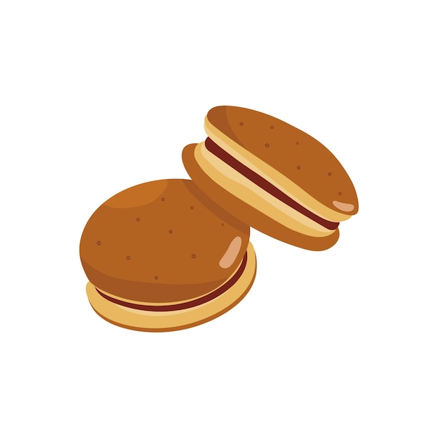 Dorayaki japanischer pfannkuchen mit süßer füllung. hand gezeichnete lebensmittelillustration