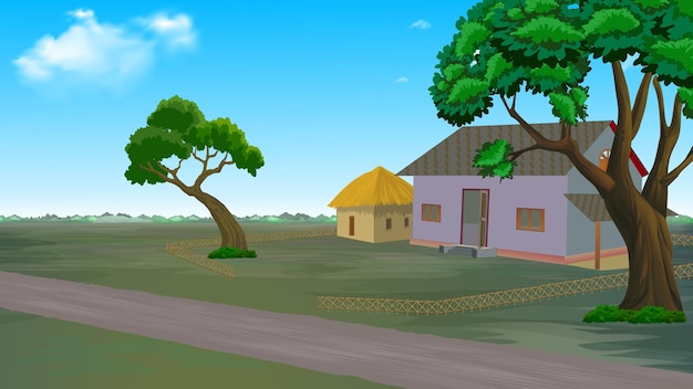 Vektor dorfhaus 3d cartoon animation hintergrund