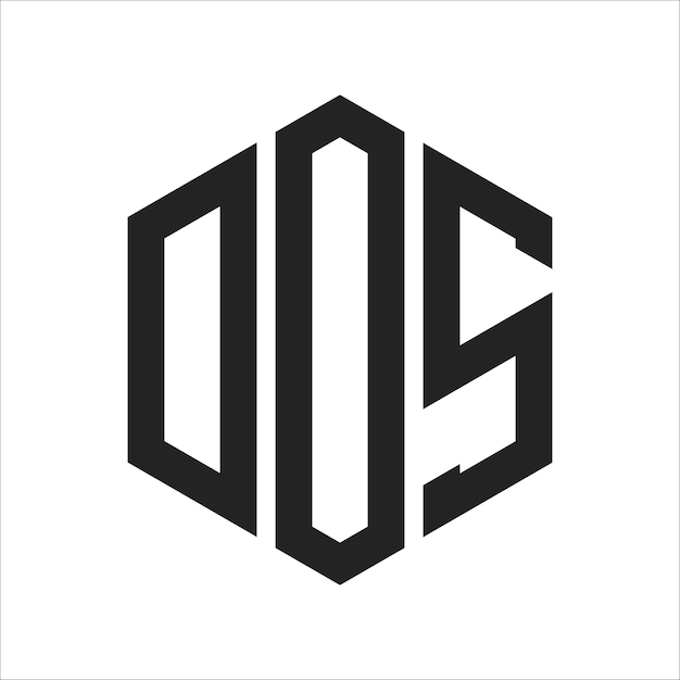 DOS-Logo-Design Anfangsbuchstaben DOS-Monogramm-Logo in sechseckiger Form