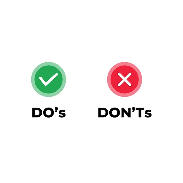 Dos und Donts Banner mit Ikonen positives und negatives Konzept.