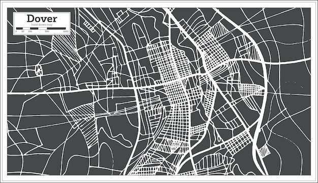 Dover delaware usa stadtplan im retro-stil. übersichtskarte. vektor-illustration.