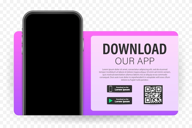 Vektor download-seite der mobilen app. leeres bildschirm-smartphone für ihre app. lade app herunter
