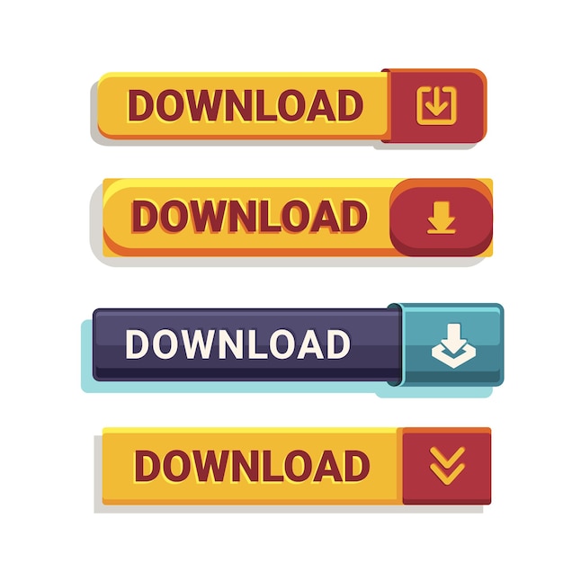 Download-Tasten-Design auf durchsichtigem Hintergrund Klicken Sie auf die Tastendruck-Taste isoliert