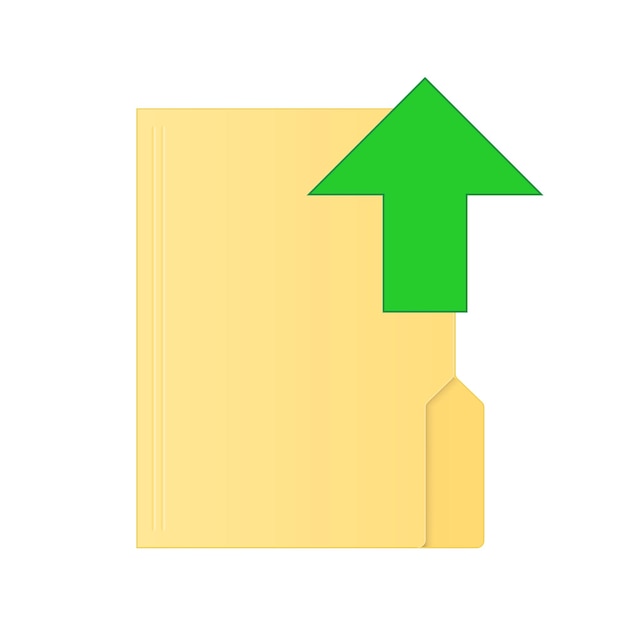 Download-Upload-Symbol und Ordnersymbol isoliert auf weißem Hintergrund Farbordner