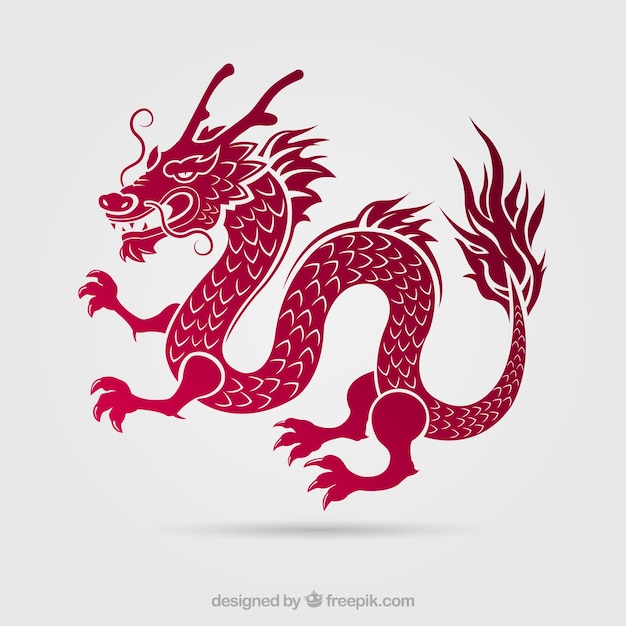 Drache des traditionellen chinesen mit schattenbilddesign