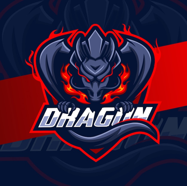 Drachen maskottchen esport logo design