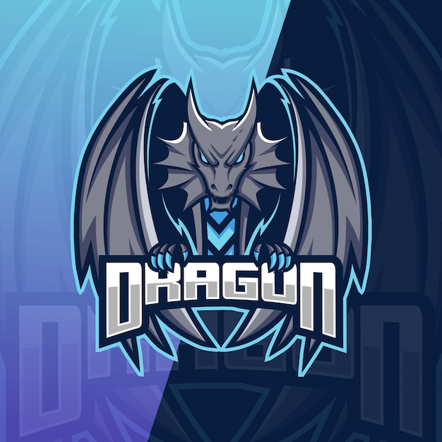 Drachen Maskottchen Esport Logo