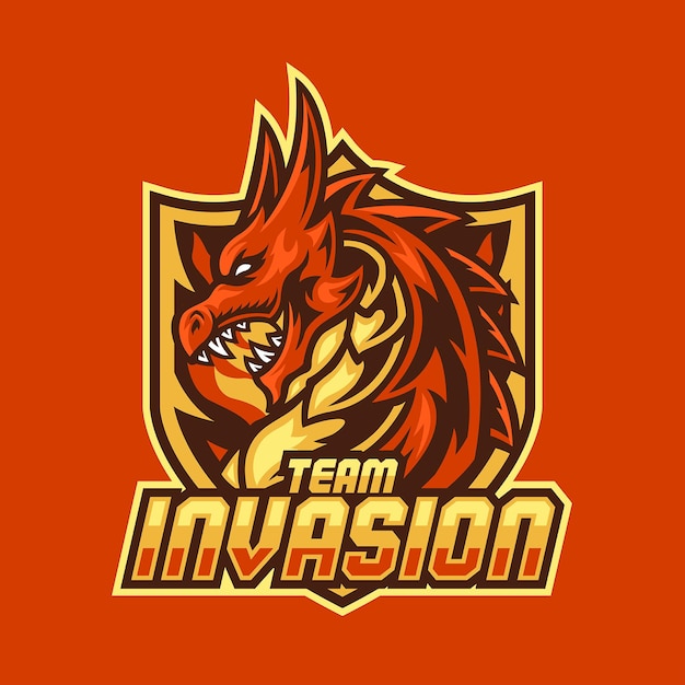 Vektor drachen-maskottchen-logo für esport-team