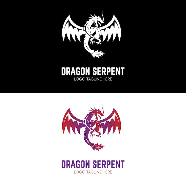 Vektor drachen schlange mit flügeln beängstigendes monster logo design icon