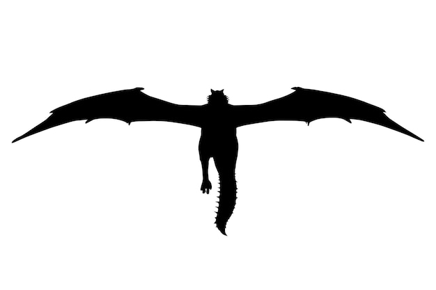 Drachen-silhouette-vektor isoliert schwarz auf weißem hintergrund