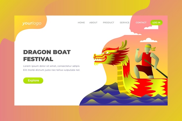 Drachenboot-festival - vektor-landingpage