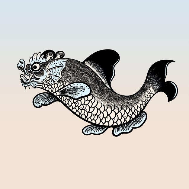 Vektor drachenfisch aus der chinesischen mythologie vektorillustration