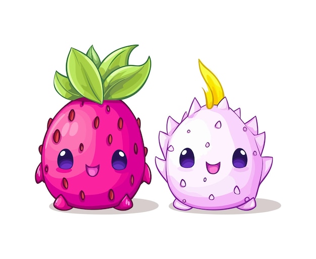 Drachenfrucht-kawaii-illustration