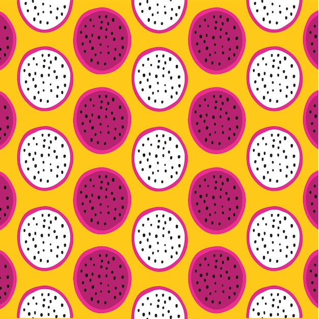 Drachenfrucht Muster Hintergrund Social Media Post Früchte Vektor Illustration