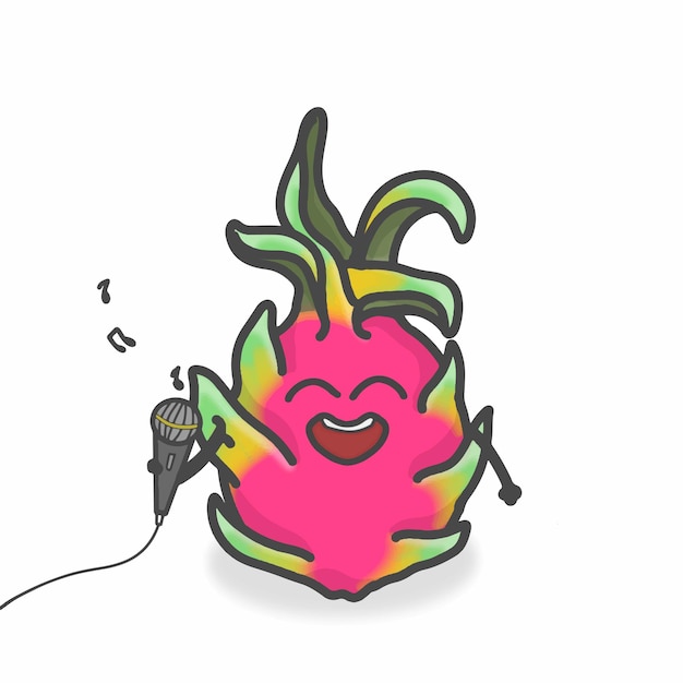 Drachenfrucht-niedlicher charakter-flache karikatur-vektor-design-illustration