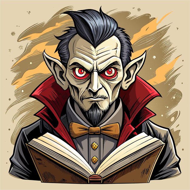 Dracula frankenstein zombie monster vampirisch handgezeichneter zeichentrickfigur aufkleber ikonen konzept