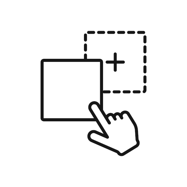 Drag-and-Drop-Symbol Einfaches flaches Symbol mit dünner Linie