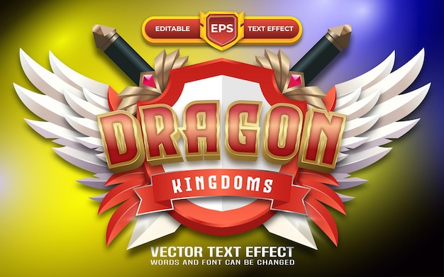 Dragon 3d-spiellogo mit bearbeitbarem texteffekt