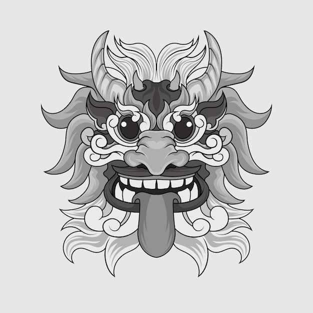 Dragon Chinese Beast Handgezeichnete Schwarz-Weiß-Vektorgrafiken Print-Logo-Poster-Vorlage Tattoo-Idee