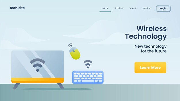 Drahtlose Technologie für Website-Vorlagen-Landing-Homepage-Vektorillustration