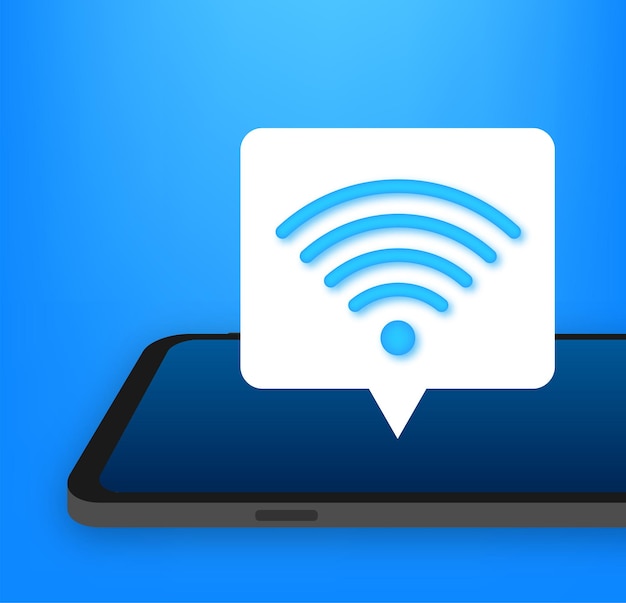 Drahtlose Technologie: WLAN-Internetverbindung auf Smartphone-Bildschirm – Vektor-Stock-Illustration