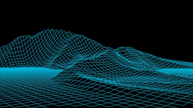 Drahtrahmenlandschaft drahtrahmen geländelinien landschaftsgestaltung 3d-landschaft