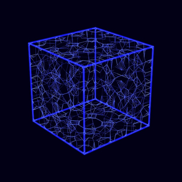 Drahtrahmenwürfel von verschiedenen Seiten Vektor abstrakte geometrische 3D-Objekte Technologie Blockketten-Netzwerkverbindung