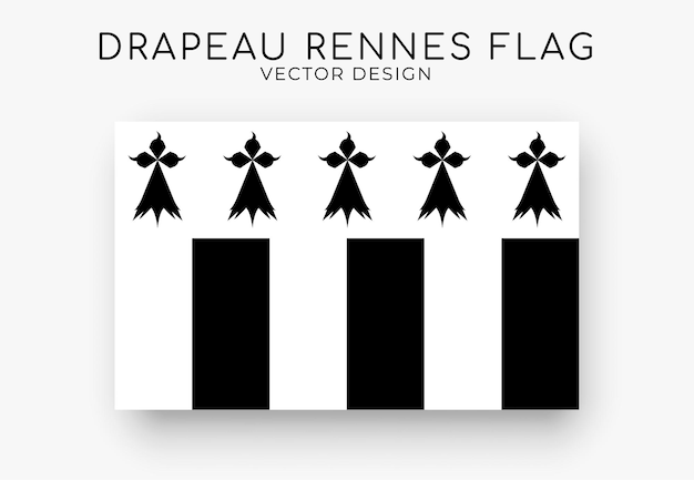 Drapeau Rennes-Flagge Detaillierte Flagge auf weißem Hintergrund Vektorillustration