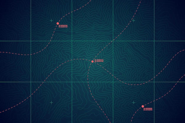 Draufsicht auf die bergkette vektor abstrakte detaillierte topografische höhenlinienkarte