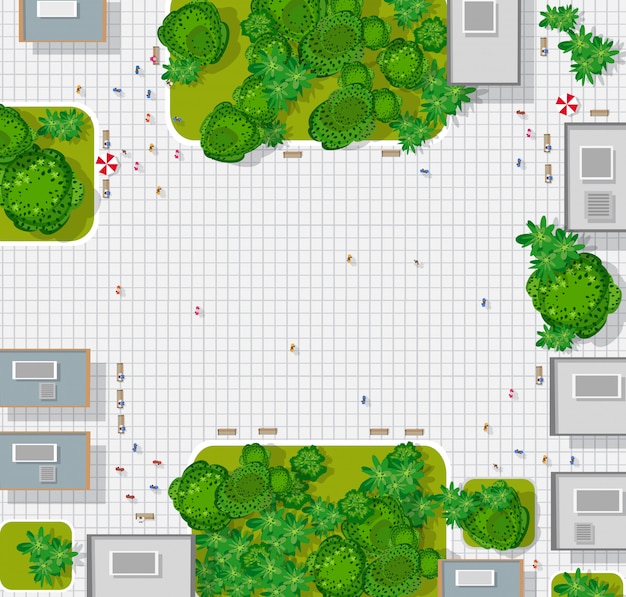 Vektor draufsicht auf die stadt. hintergrund stadtplan