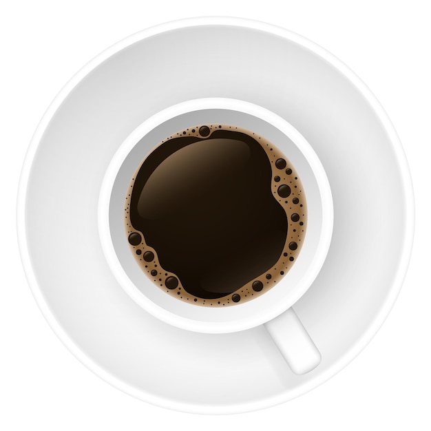 Draufsicht der Kaffeetasse Realistischer Porzellanbecher