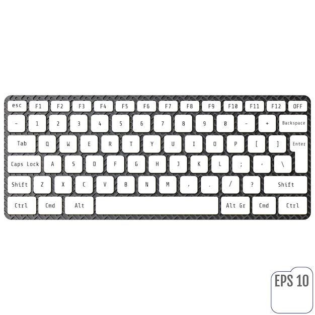 Draufsicht der weißen Laptop-Computer-Drahtlostastatur mit Schlüsselvektorillustration eps 10 Die Basis des Karbons