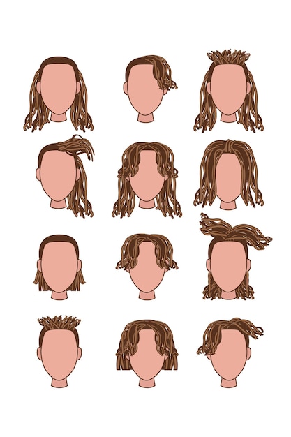 Vektor dreads cartoon design modernes vektorset