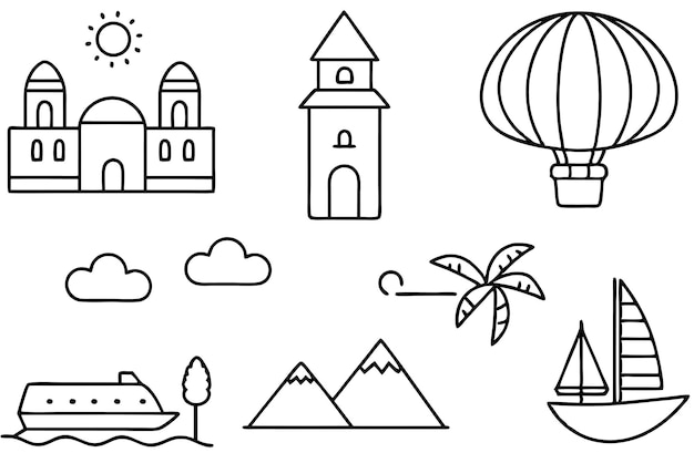 Dream Travel Line Art Zeichnungen der himmlischen Passage