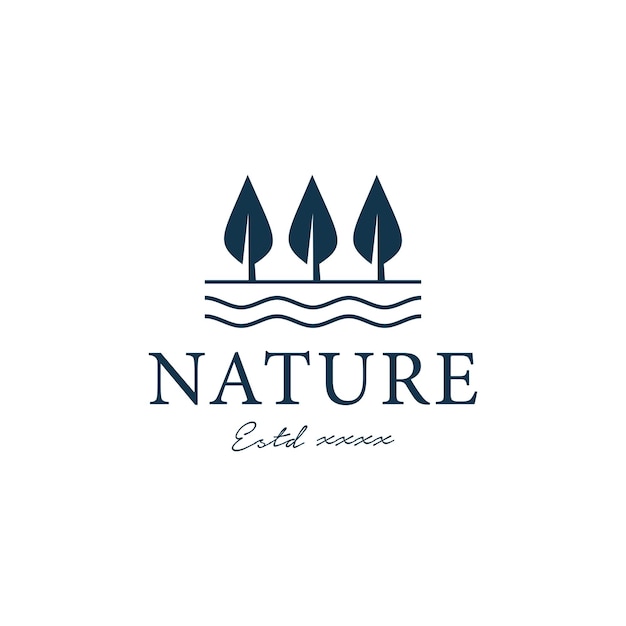 Drei bäume natur-logo-design-vektor-illustration