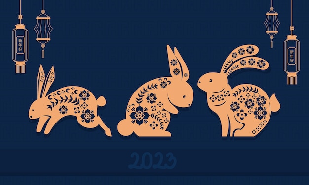 Drei goldene chinesische kaninchen