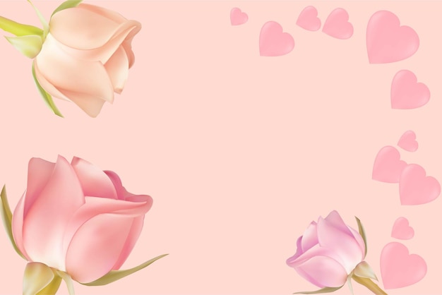 Drei mehrfarbige Rosen auf hellem Hintergrund mit Kopierbereich Konzept für Valentinstag Geburtstag Muttertag Frauentag Universal Holiday Background Vector Image