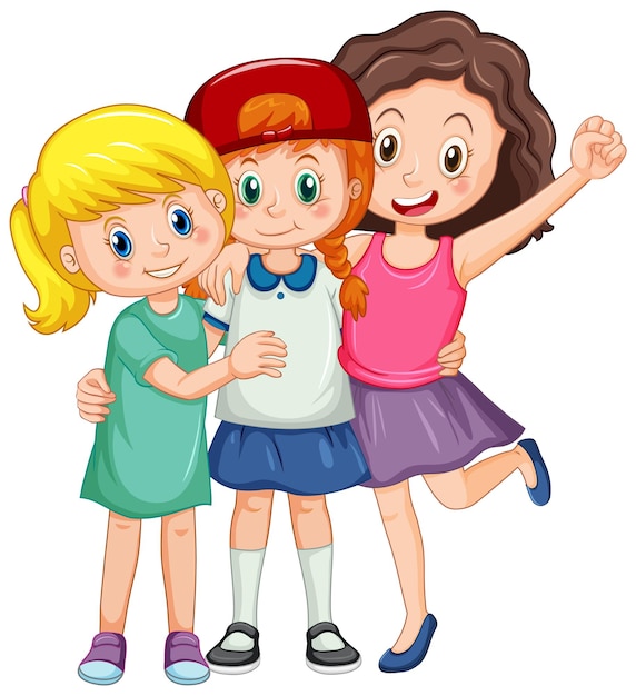 Drei süße Mädchen-Cartoon-Figur